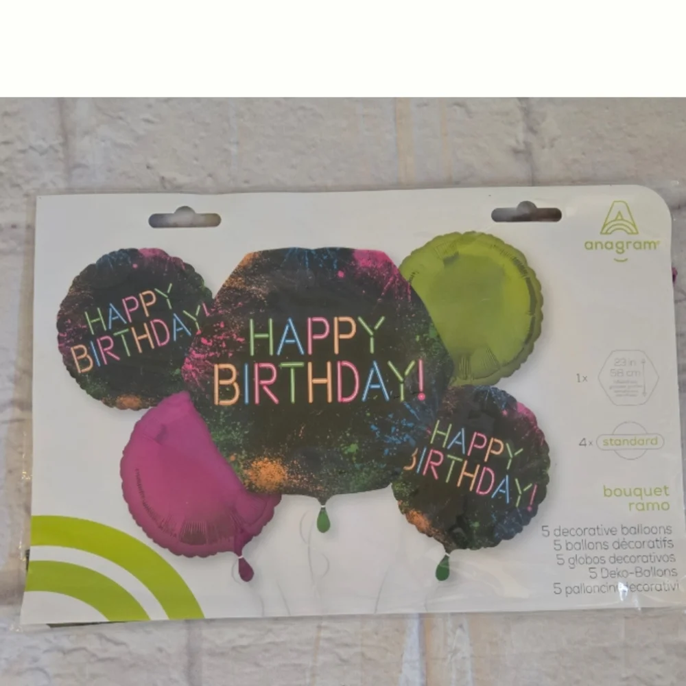 Happy Birthday Balloon Bouquet - Neon